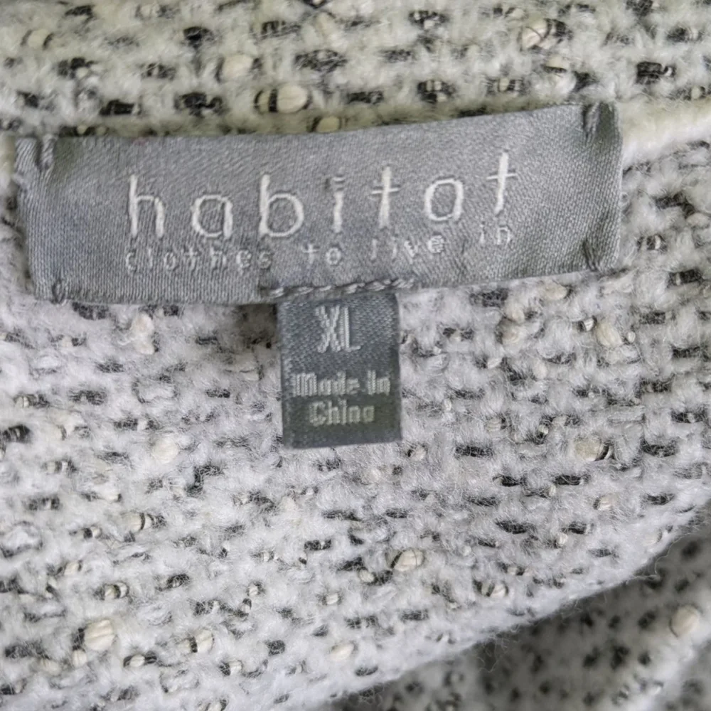 Habitat Tweed Sweater XL Gray Mock Neck Pullover Long Sleeve Textured Button - Picture 7 of 9